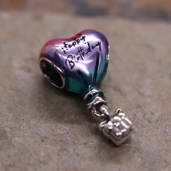 Happy Birthday Hot Air Balloon Bracelet Charm S925 Sterling Silver Fits Pandora - Picture 3 of 6